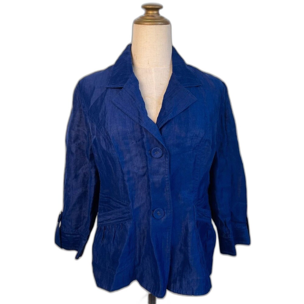 chico cobalt blue blazer blouse button up women 0 xxs navy